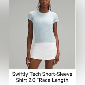 Lululemon Swiftly Tech Short Sleeve 2.0 Race Length Sheer Blue Water Size 8 NWT